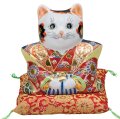 九谷焼ギフト ご贈答品 御祝い 九谷焼6号福助猫 盛（布団付）