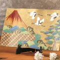 九谷焼ギフト ご贈答品 御祝い九谷焼13号飾皿 赤富士に鶴（皿立付） 古田弘毅