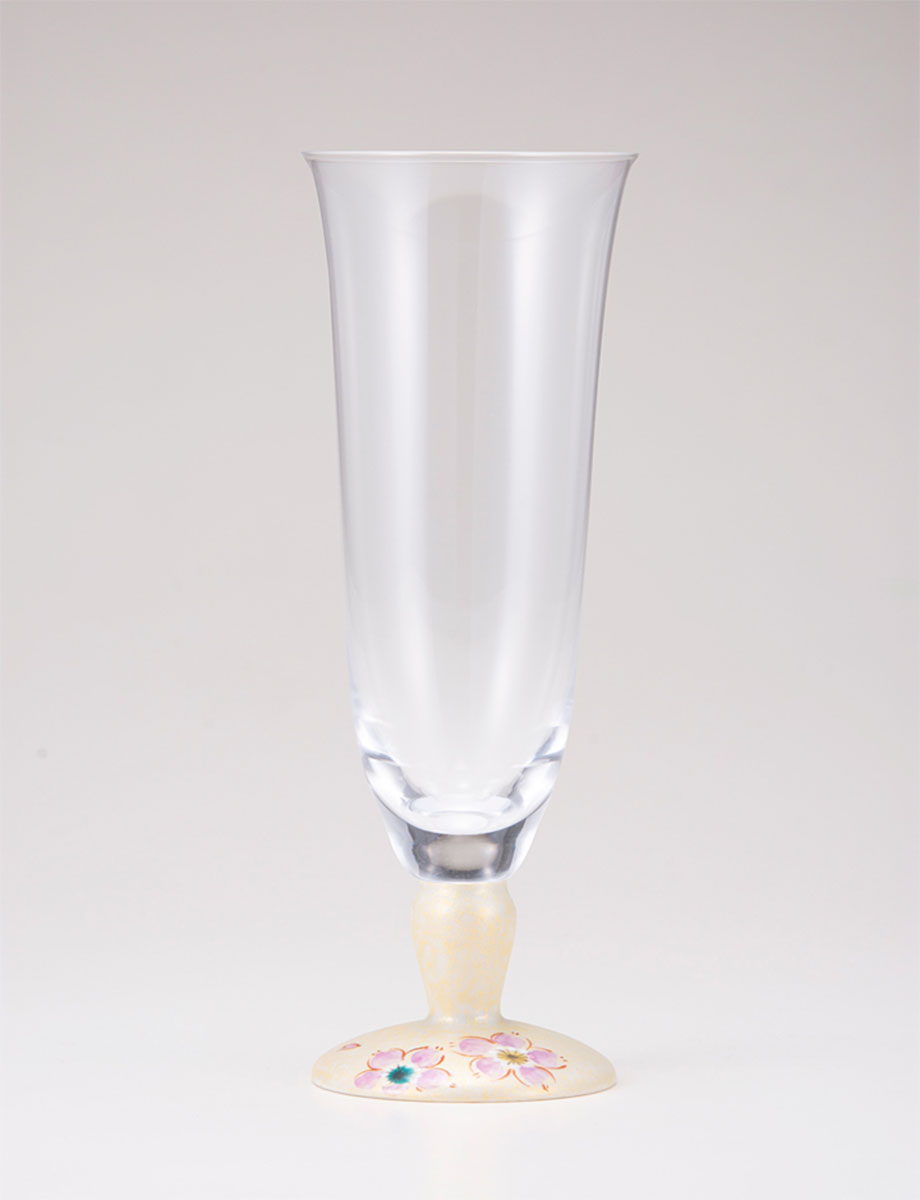 麦酒グラス　さくら文　ゴールド