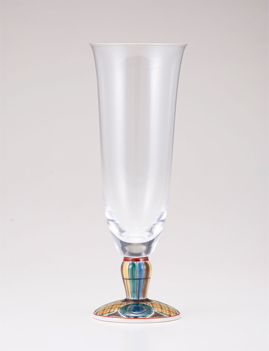 麦酒グラス　古九谷丸文