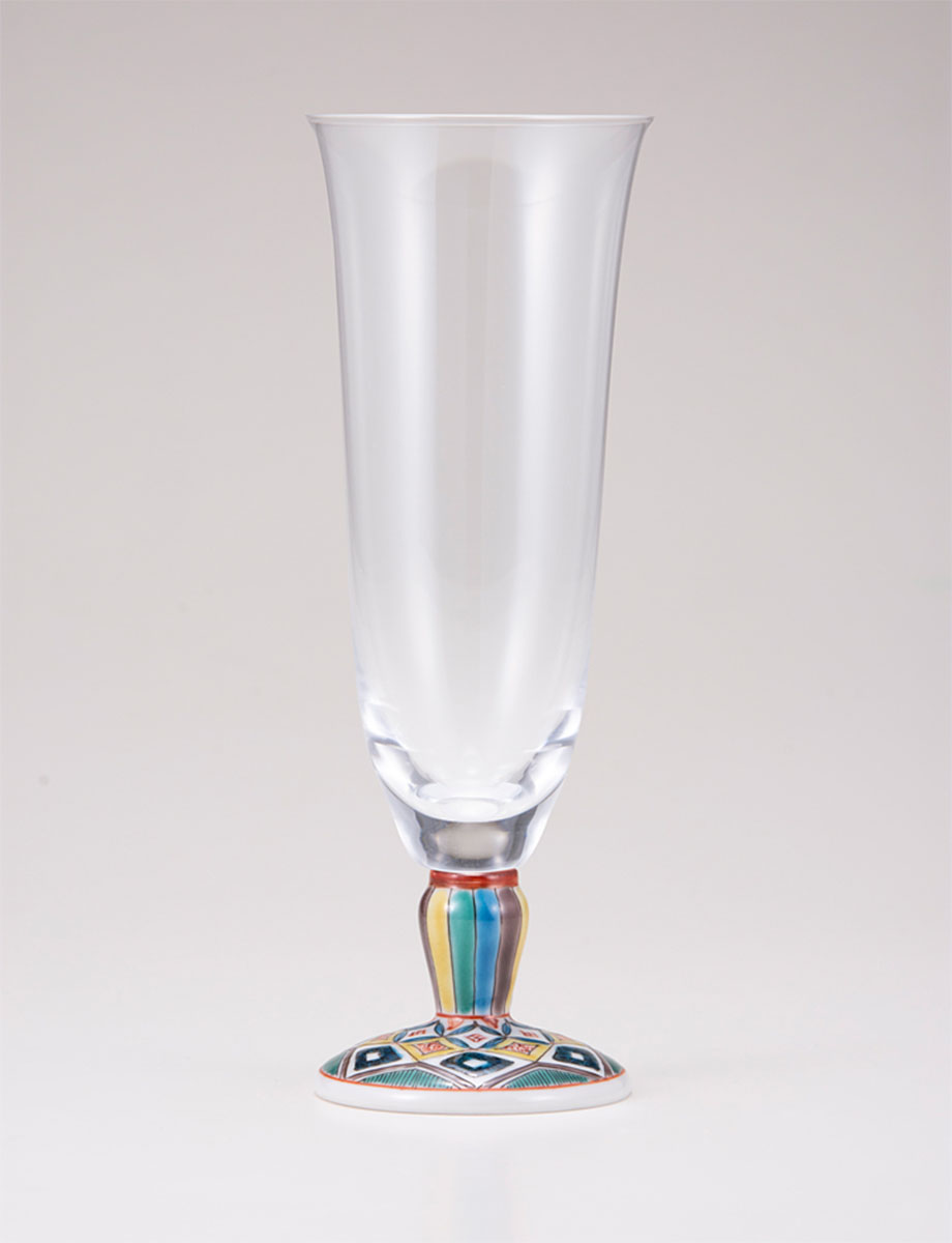 麦酒グラス　古九谷菱文