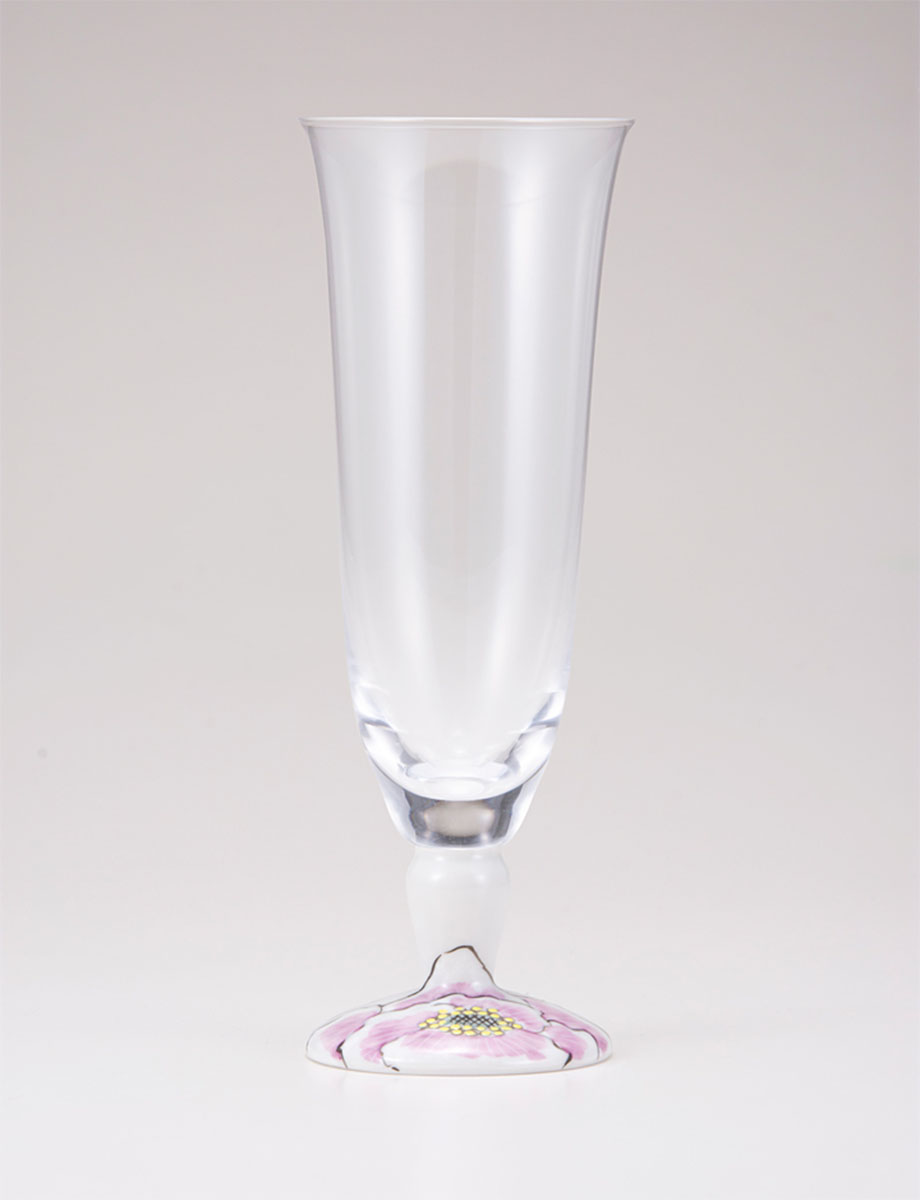 麦酒グラス　富貴文　ピンク