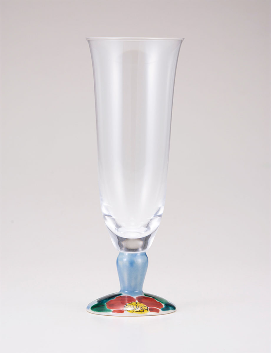 麦酒グラス　山茶花　ブルー