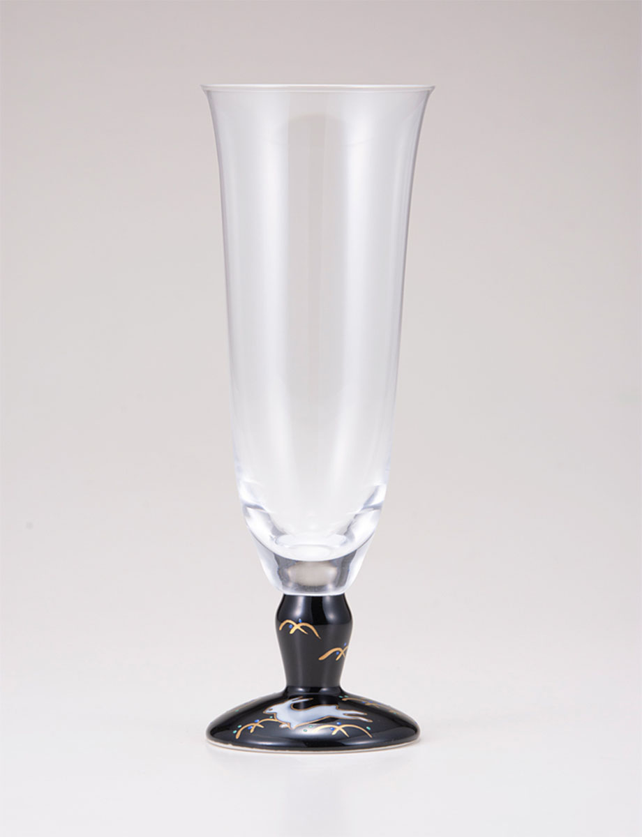 麦酒グラス　うさぎ文　ブラック