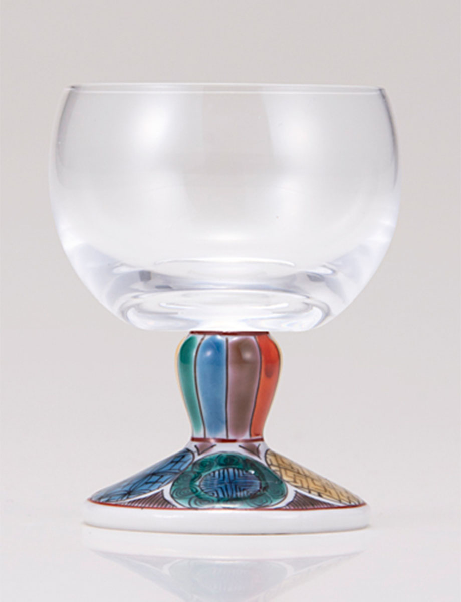 馬上グラス　古九谷丸文