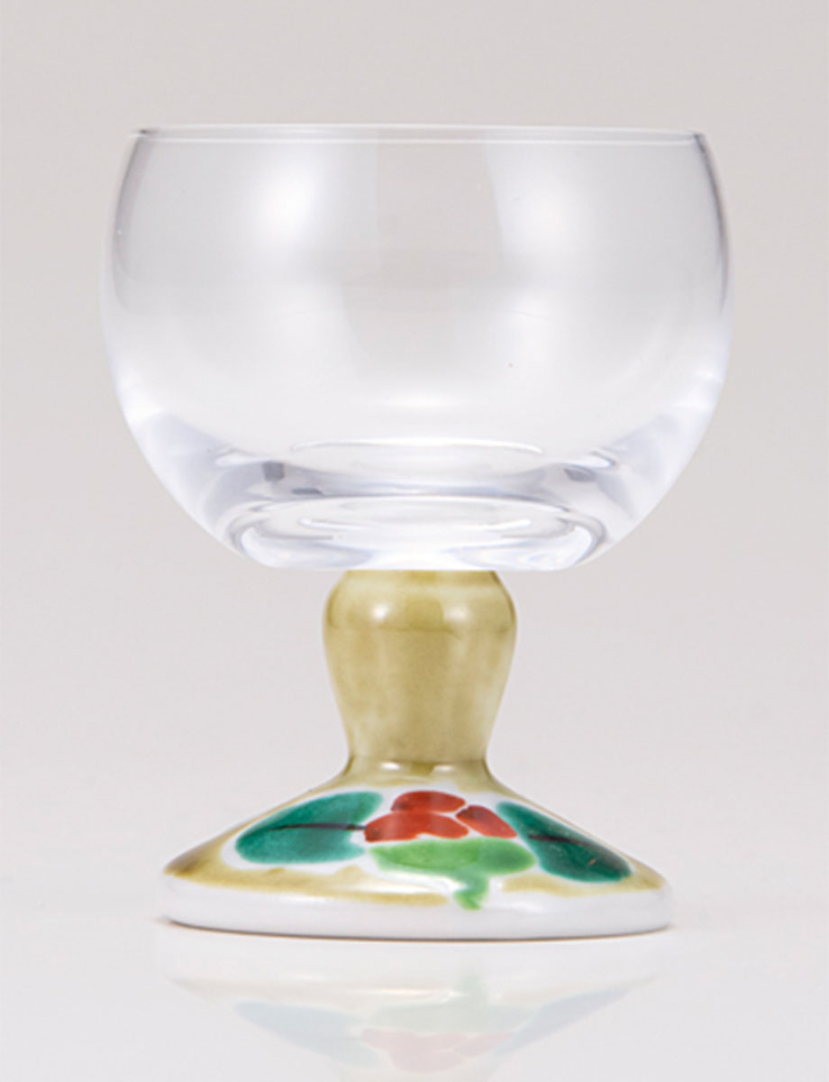 馬上グラス　つぼみ山茶花　アメ釉