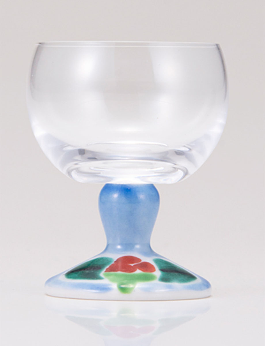 馬上グラス　つぼみ山茶花　ブルー