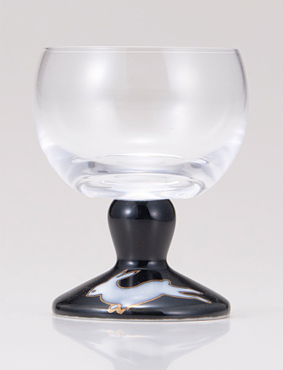 馬上グラス　うさぎ文　ブラック