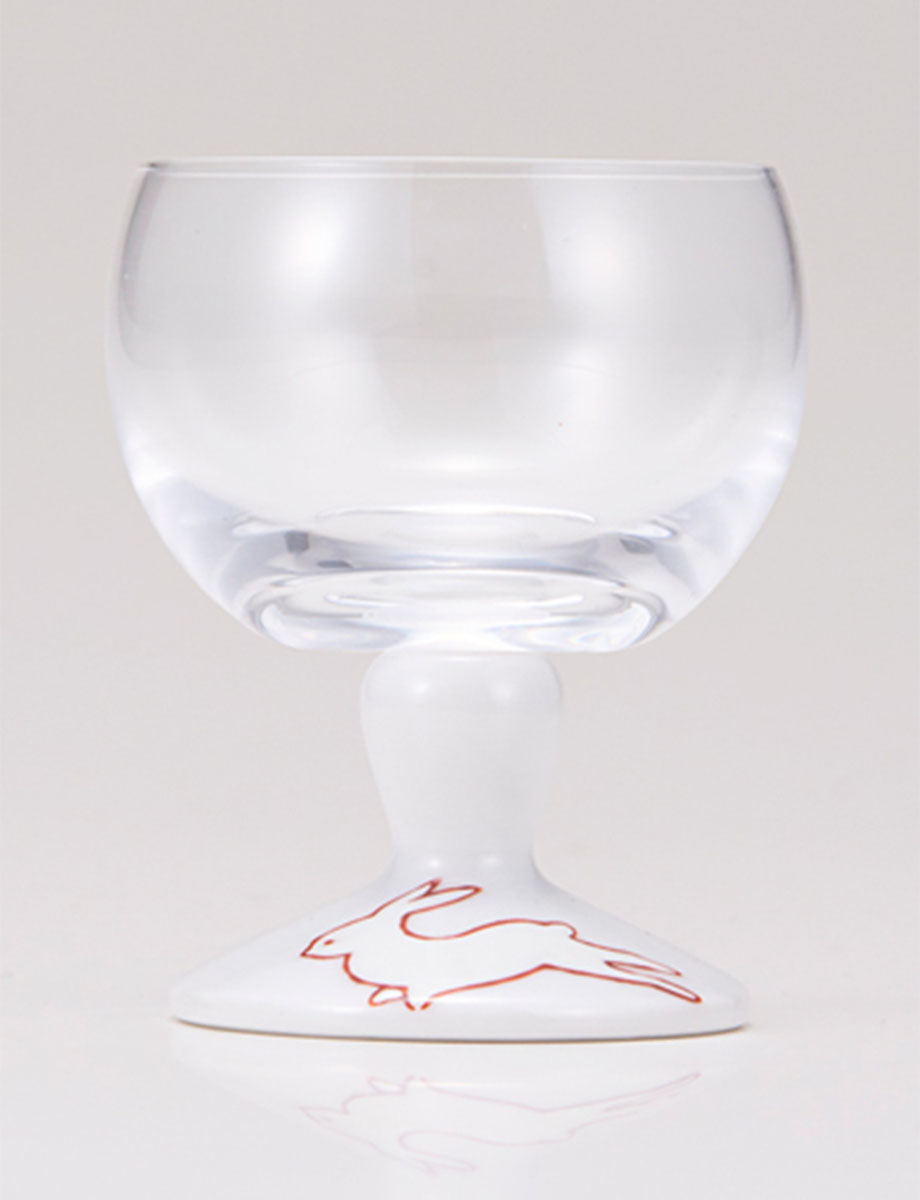 馬上グラス　うさぎ文　レッド