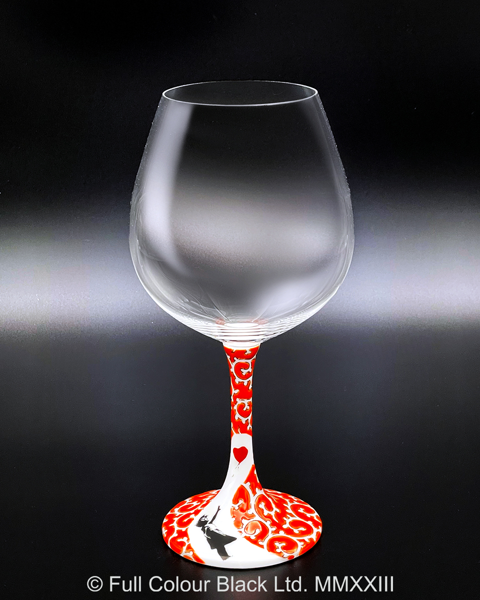 鏑木BOグラス／Banksy's Balloon Girl／糠川孝之・画　色絵唐草　赤