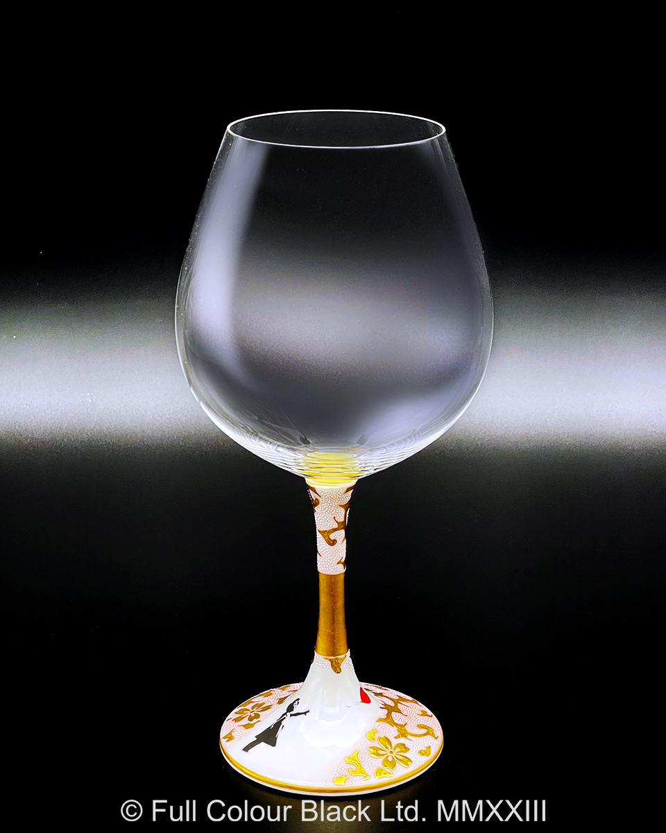 鏑木BOグラス／Banksy's Balloon Girl／仲田錦玉・画　桜太唐草ピンク地白粒