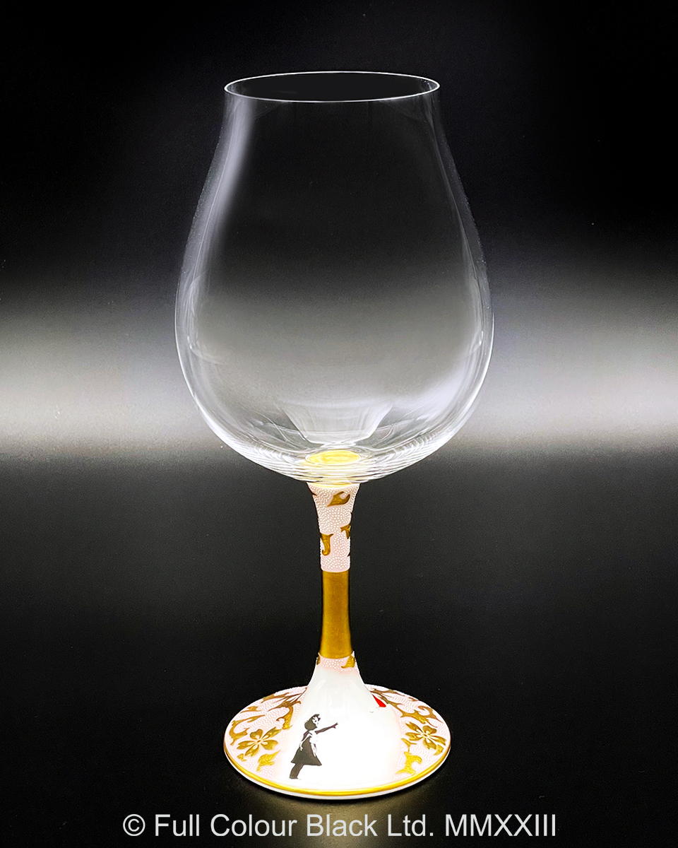 鏑木BNグラス／Banksy's Balloon Girl／仲田錦玉・画　桜太唐草ピンク地白粒