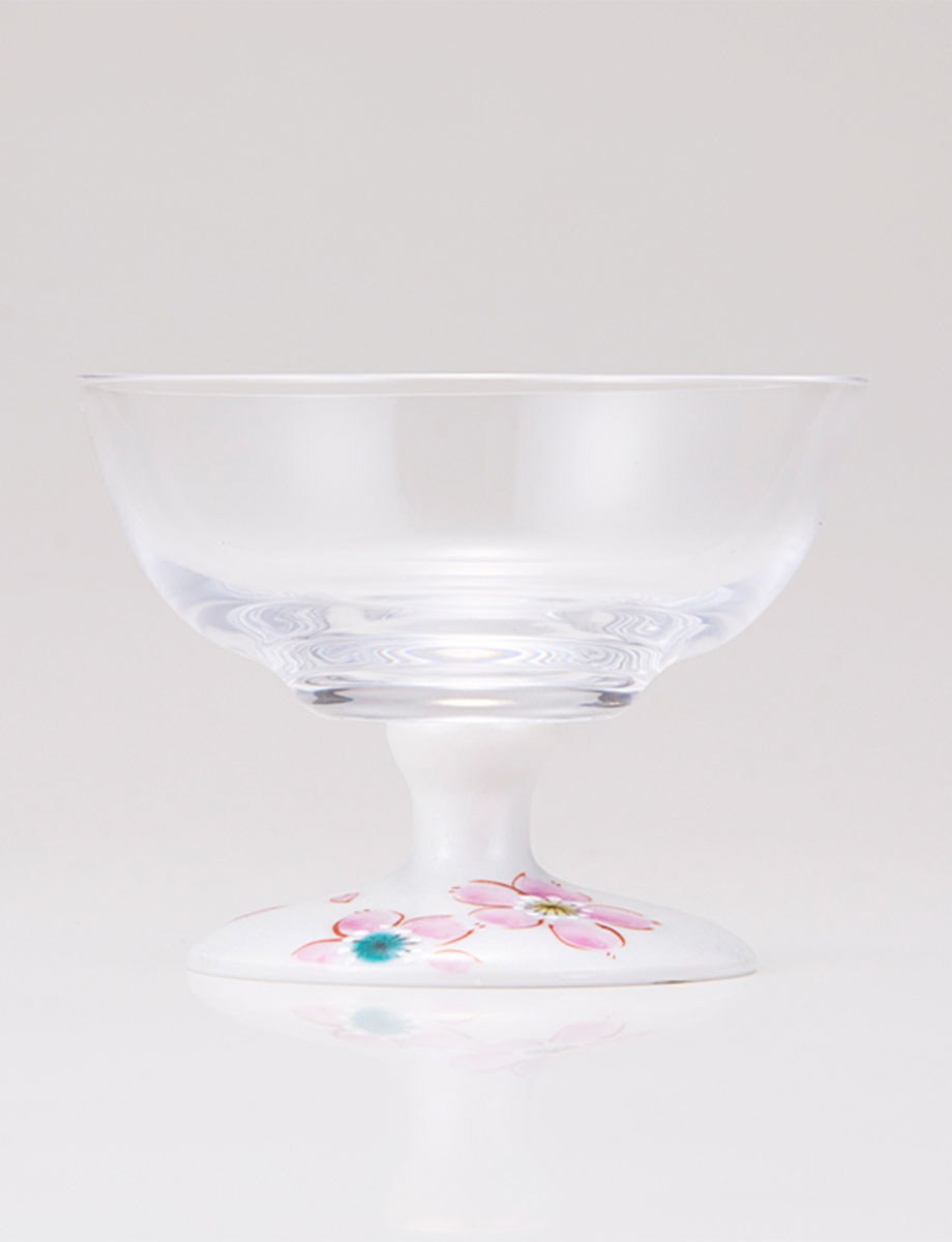 デザートグラス・中　さくら文　シルバー