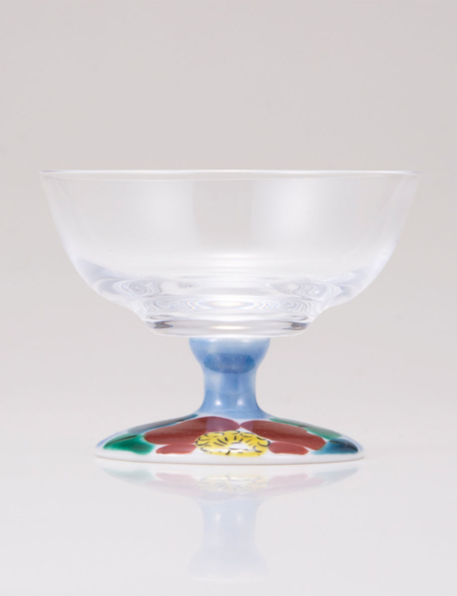 デザートグラス・中　山茶花　ブルー