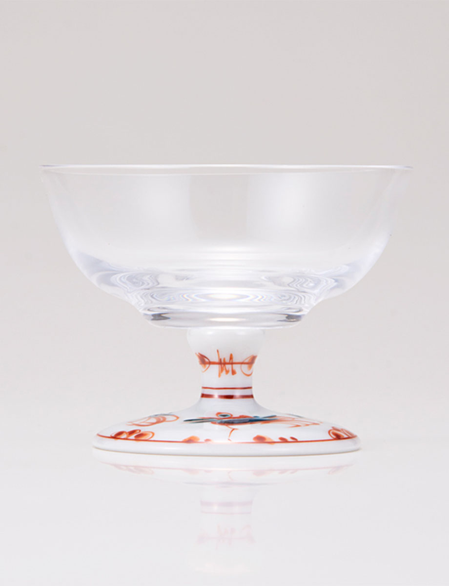 デザートグラス・中　赤絵鳥文