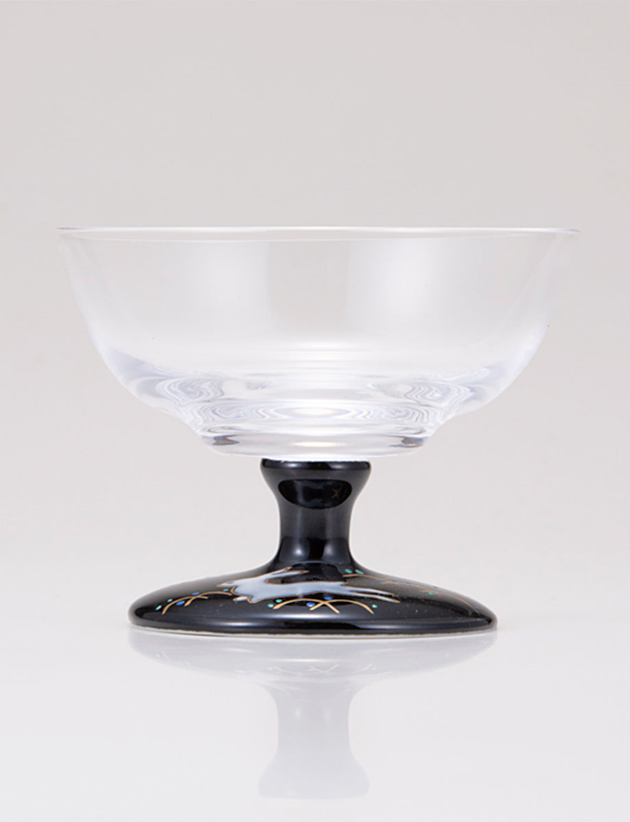 デザートグラス・中　うさぎ文　ブラック