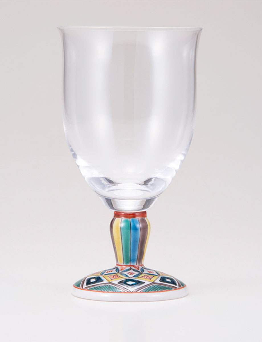 フリーグラス・大　古九谷菱文