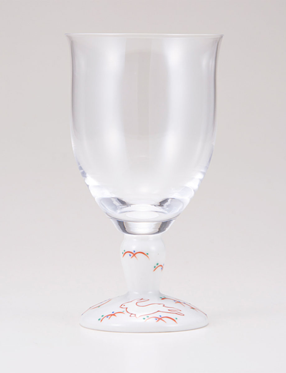 フリーグラス・大　うさぎ文　レッド