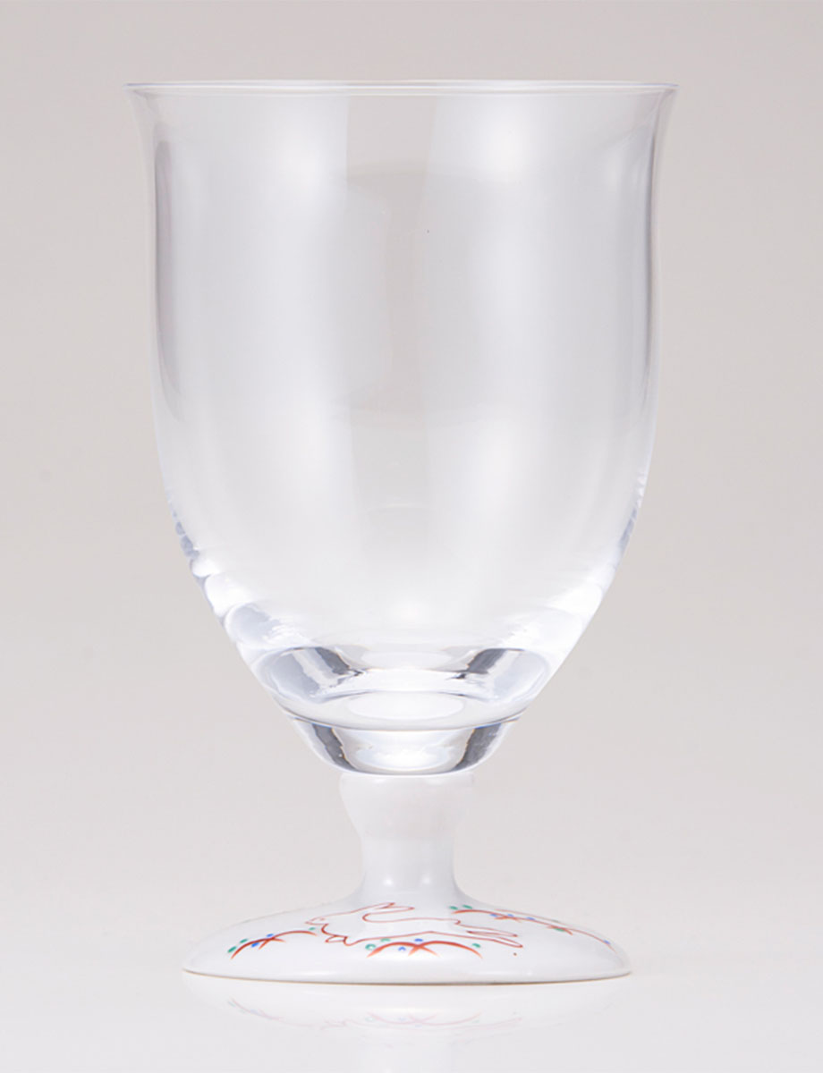 フリーグラス・中　うさぎ文　レッド