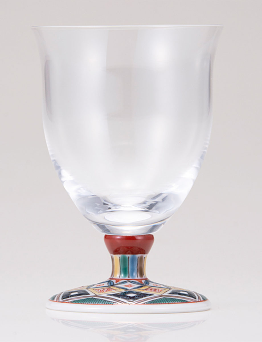 フリーグラス・小　古九谷菱文