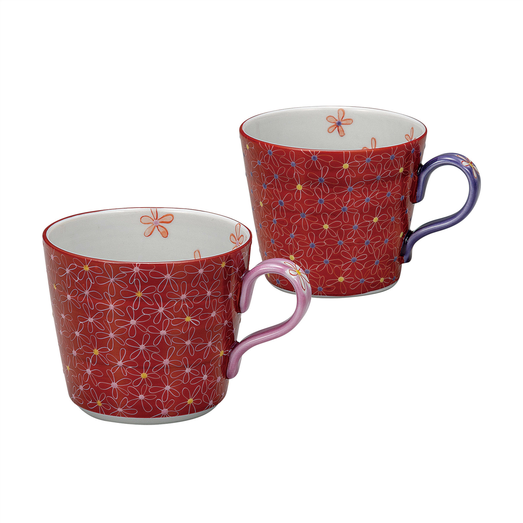 ペアマグカップ・朱巻小花 