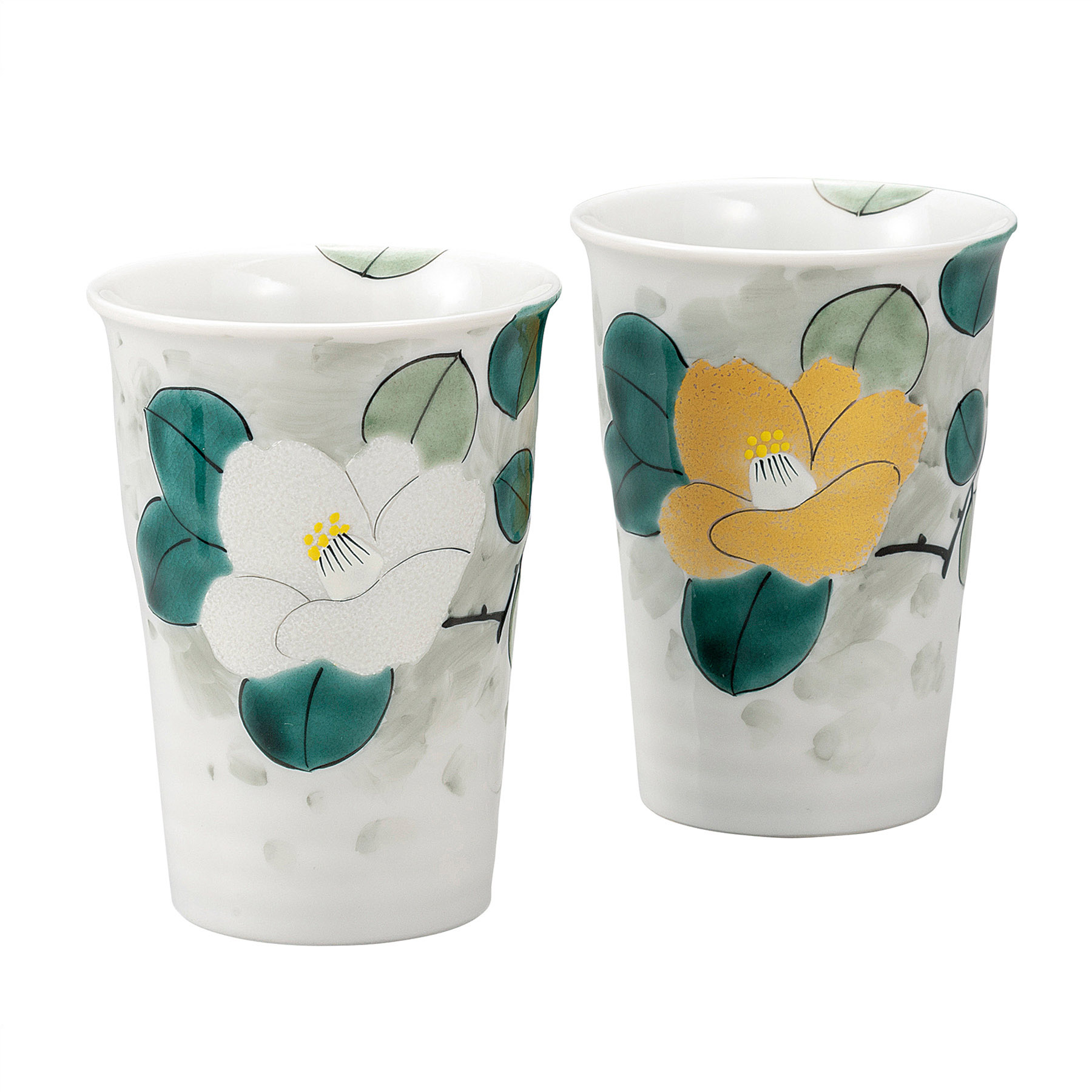 ペアフリーカップ・金銀彩椿