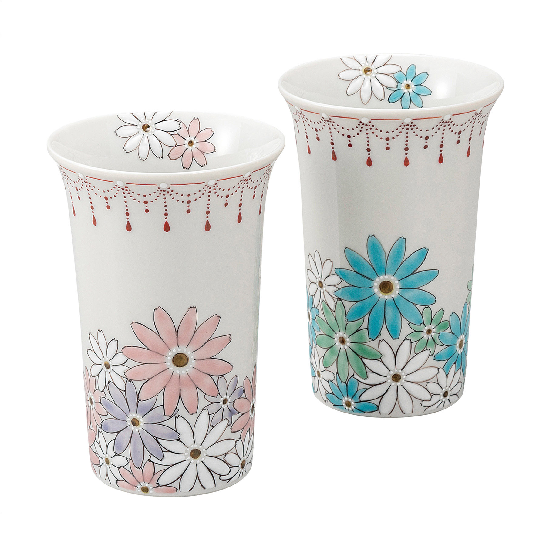 ペアフリーカップ・色絵瓔珞