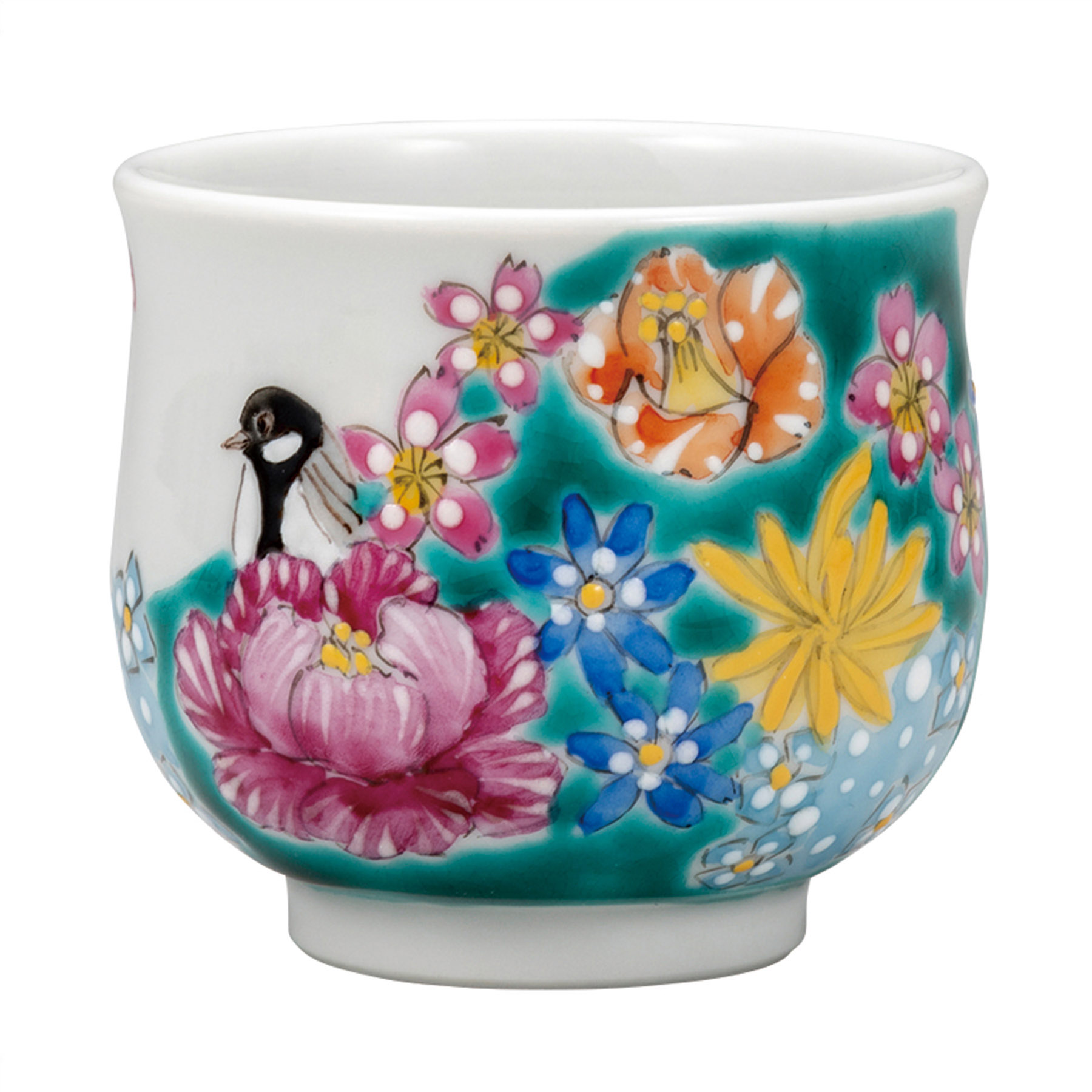 ぐい呑・小鳥花詰