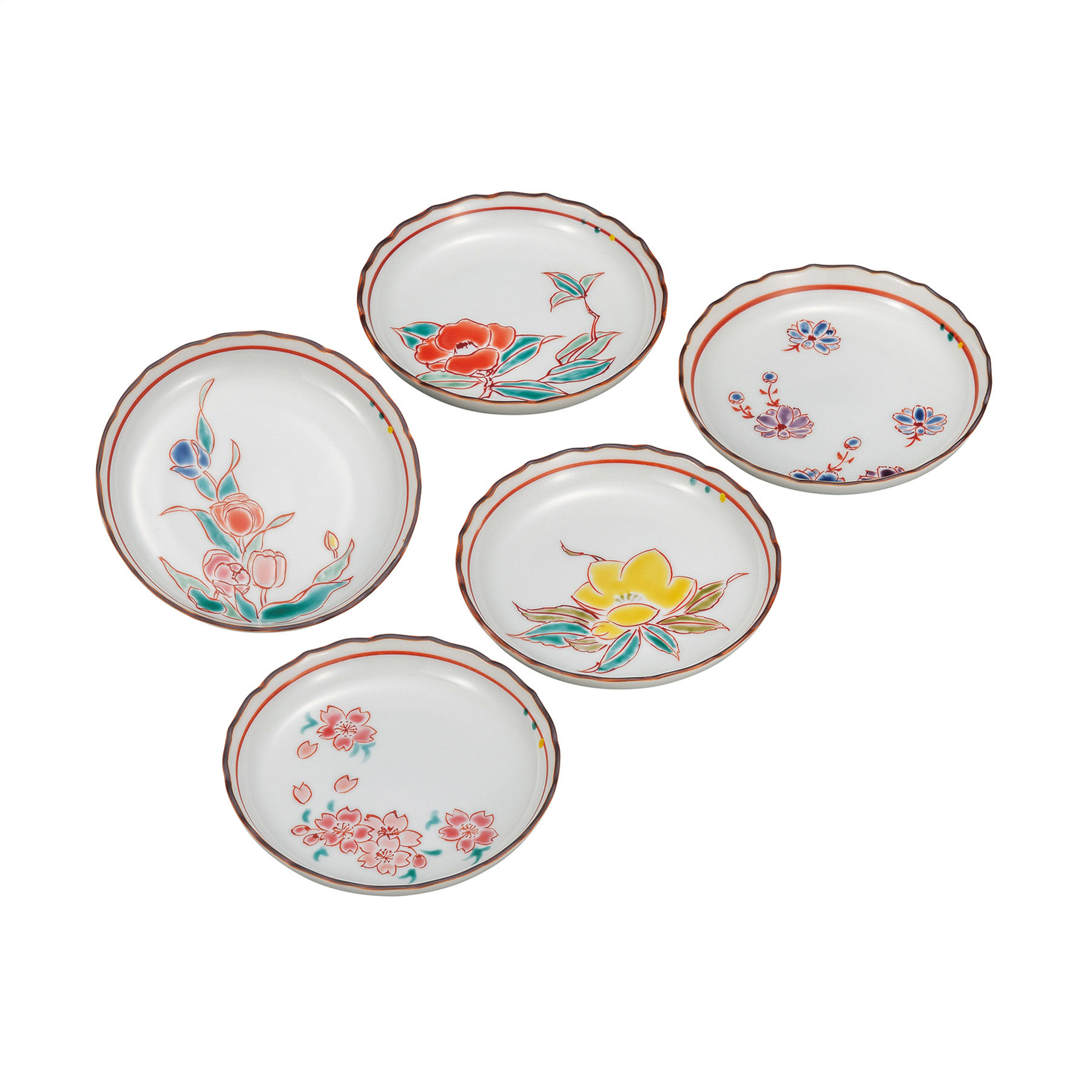 4.5号皿揃・草花絵変り