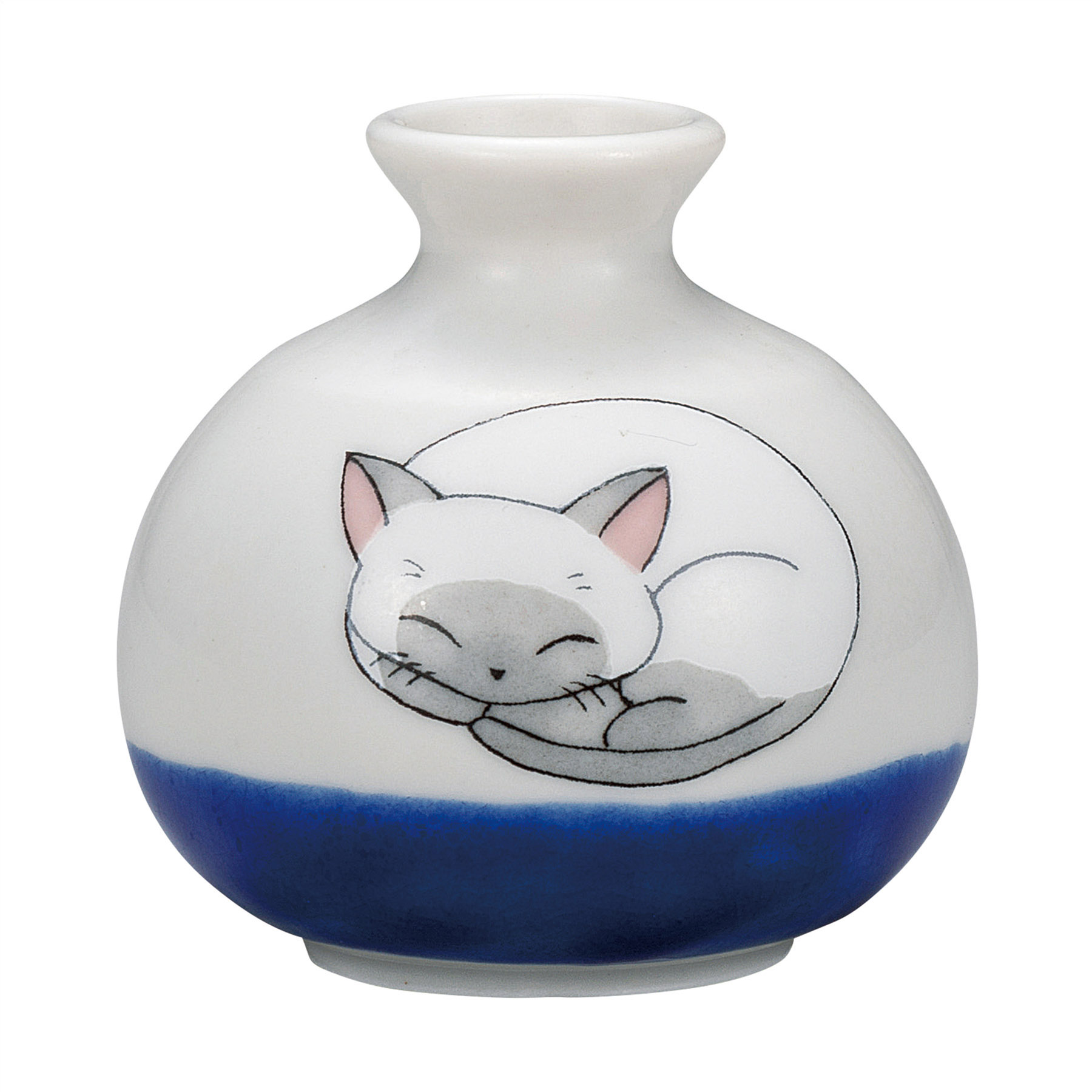 1.8号小つぼ花生・眠り猫　しろ