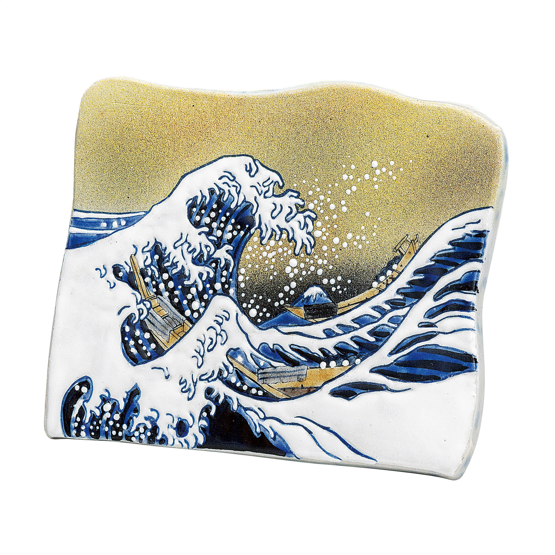 4号衝立一輪生・北斎　神奈川沖浪裏