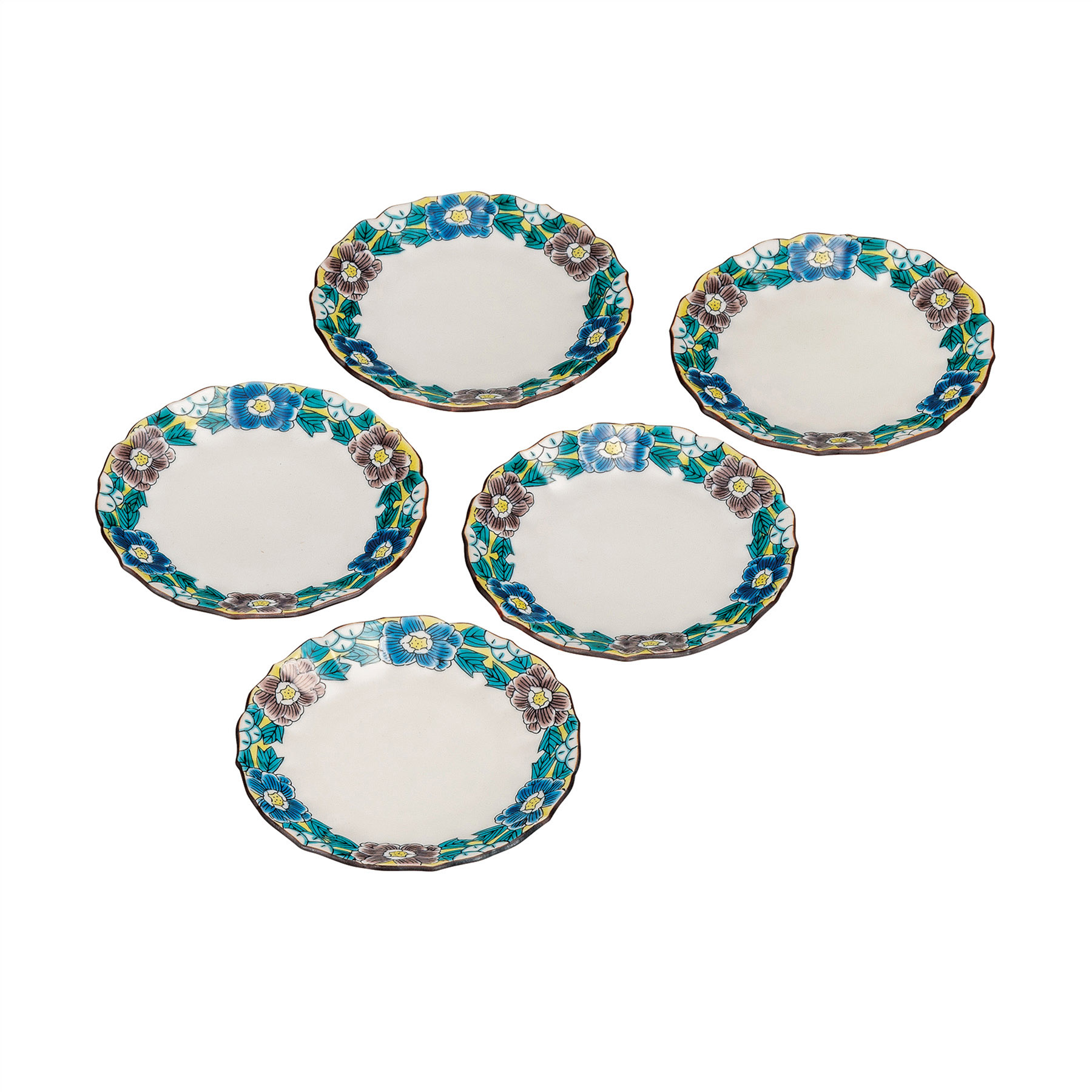 4.5号皿揃・吉田屋牡丹