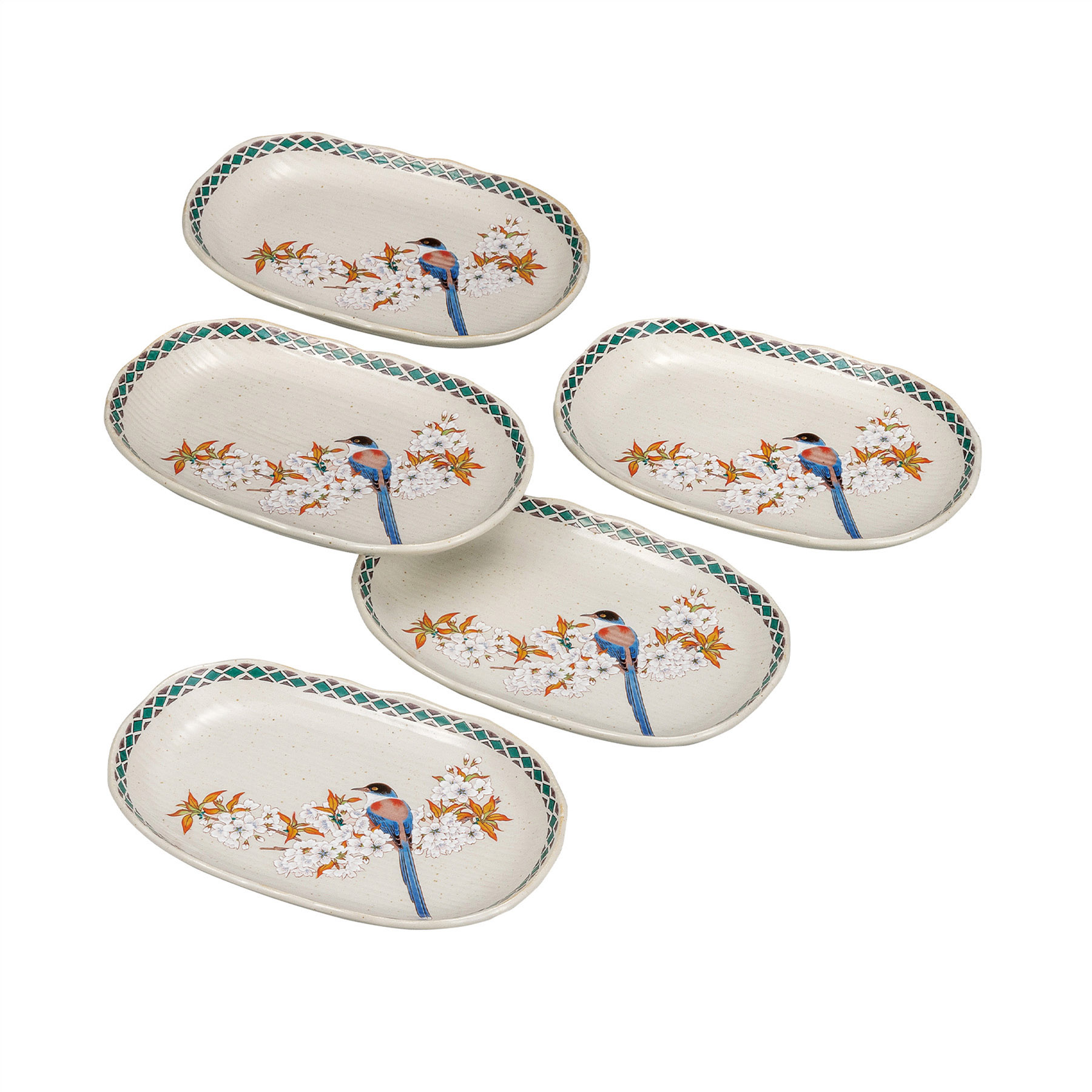 6.5号皿揃・山桜に鳥