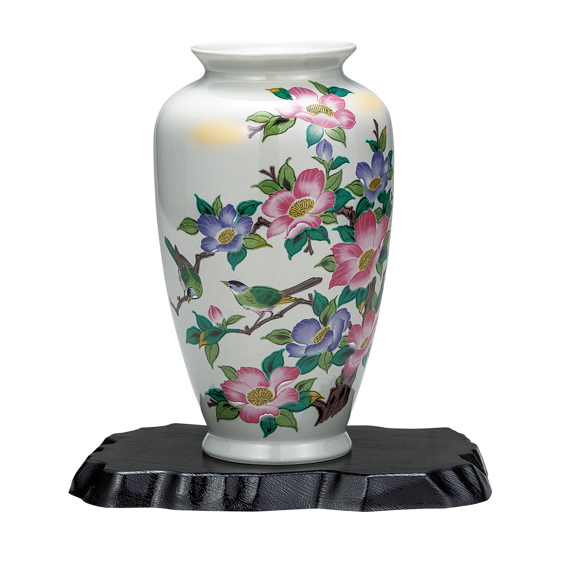 8号花瓶・花鳥（台付）