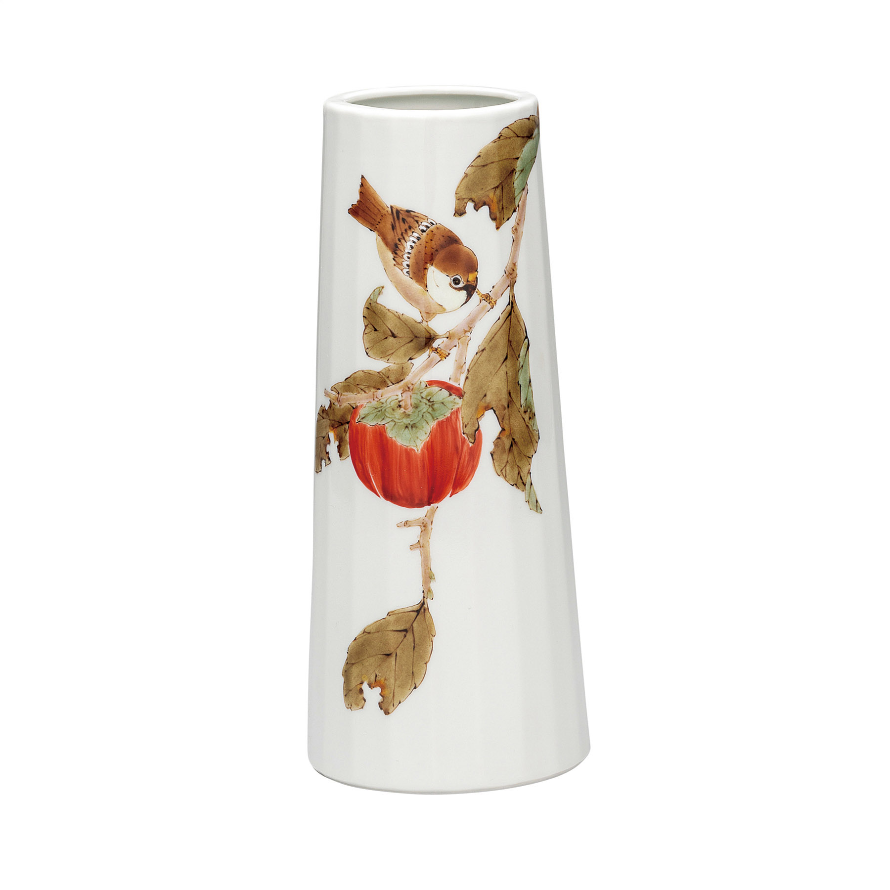 8号花瓶・朱果に雀