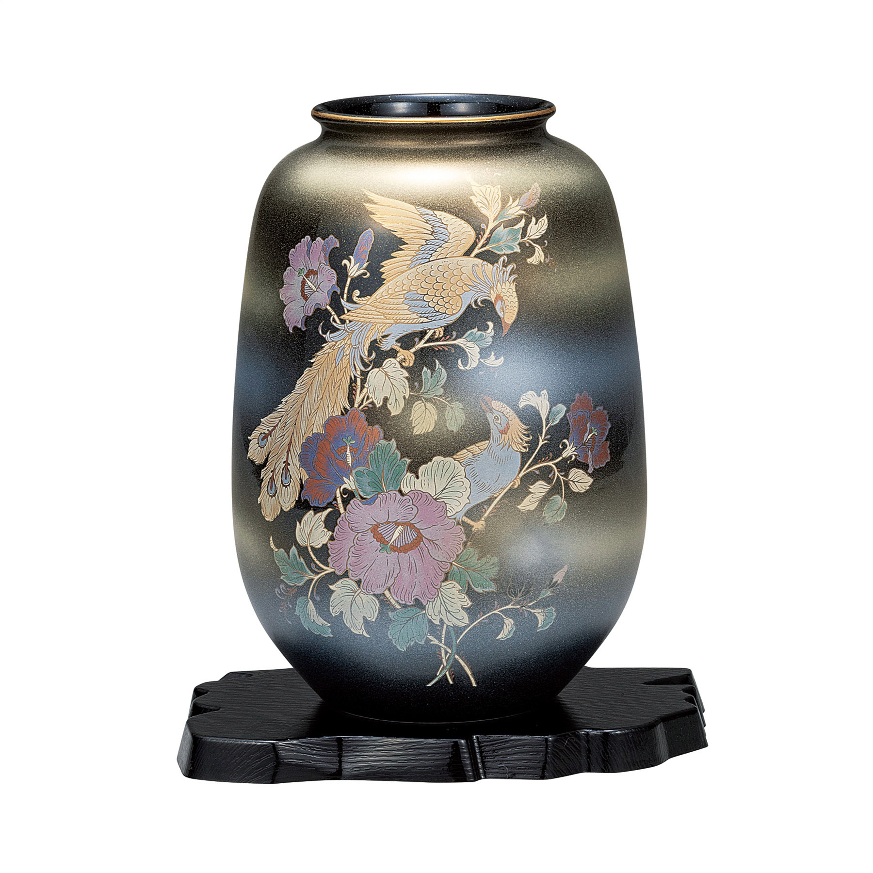 8号花瓶・天目鳳凰（台付）