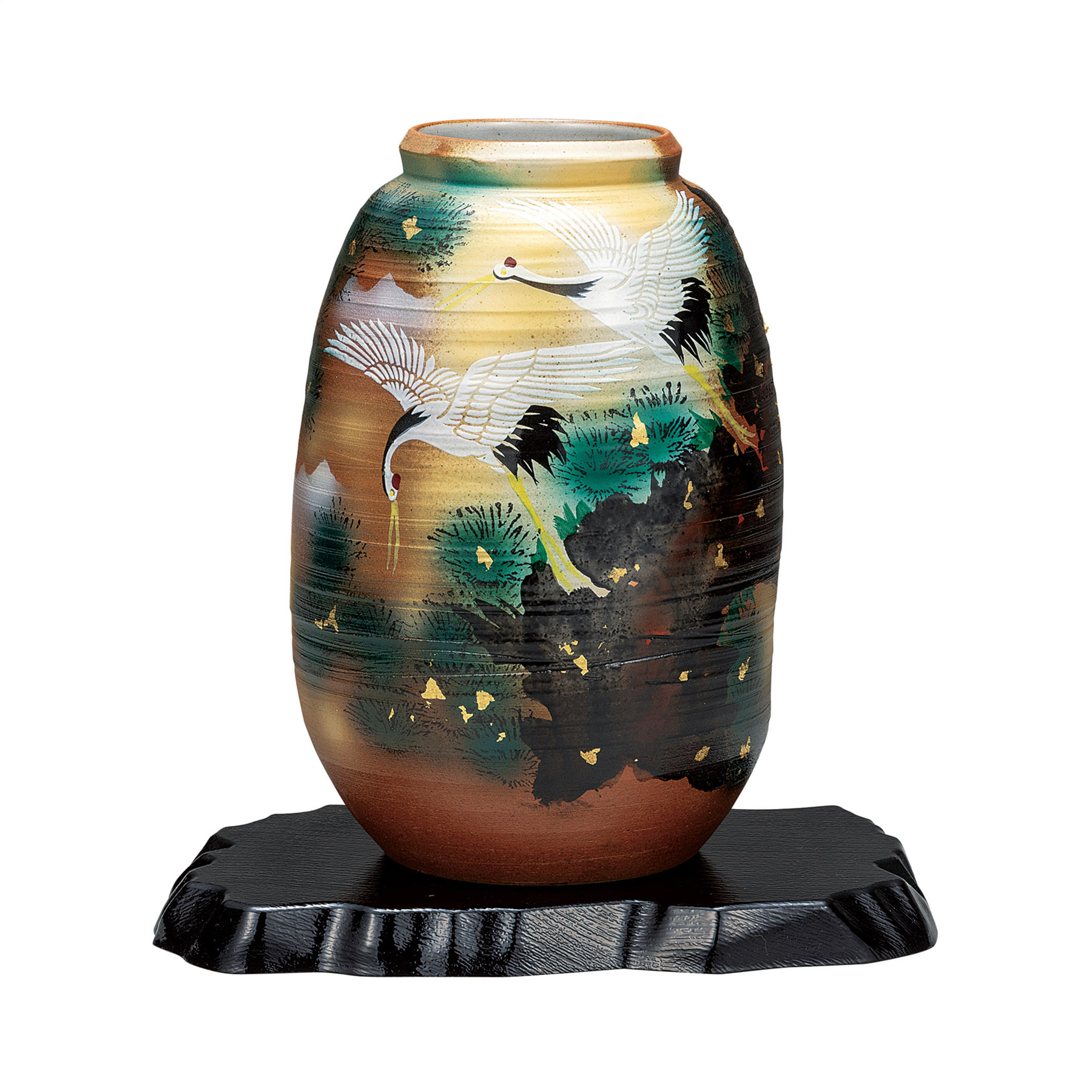8号花瓶・松に鶴（台付）