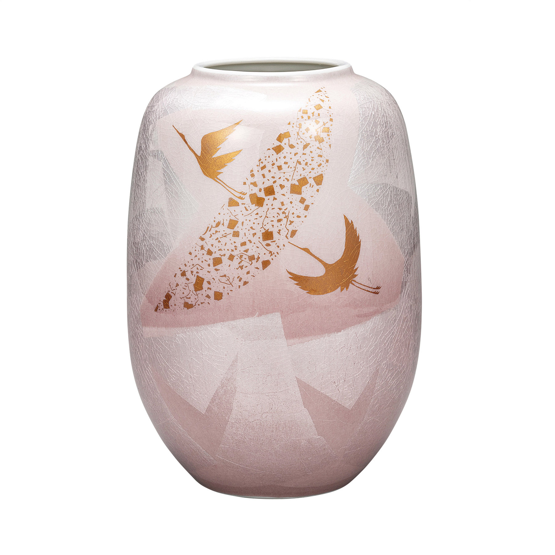 8号花瓶・銀彩鶴