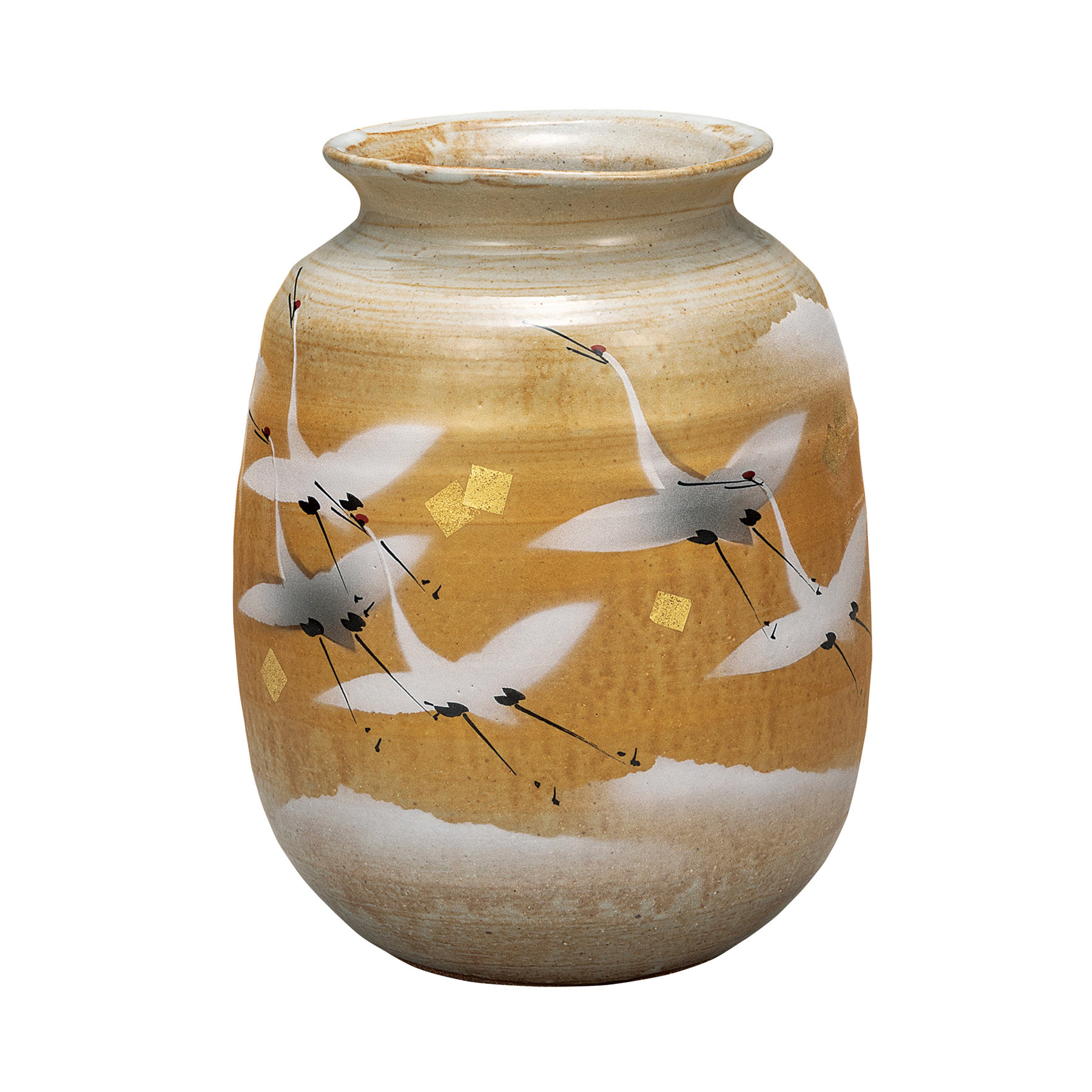 7.5号花瓶・金箔群鶴