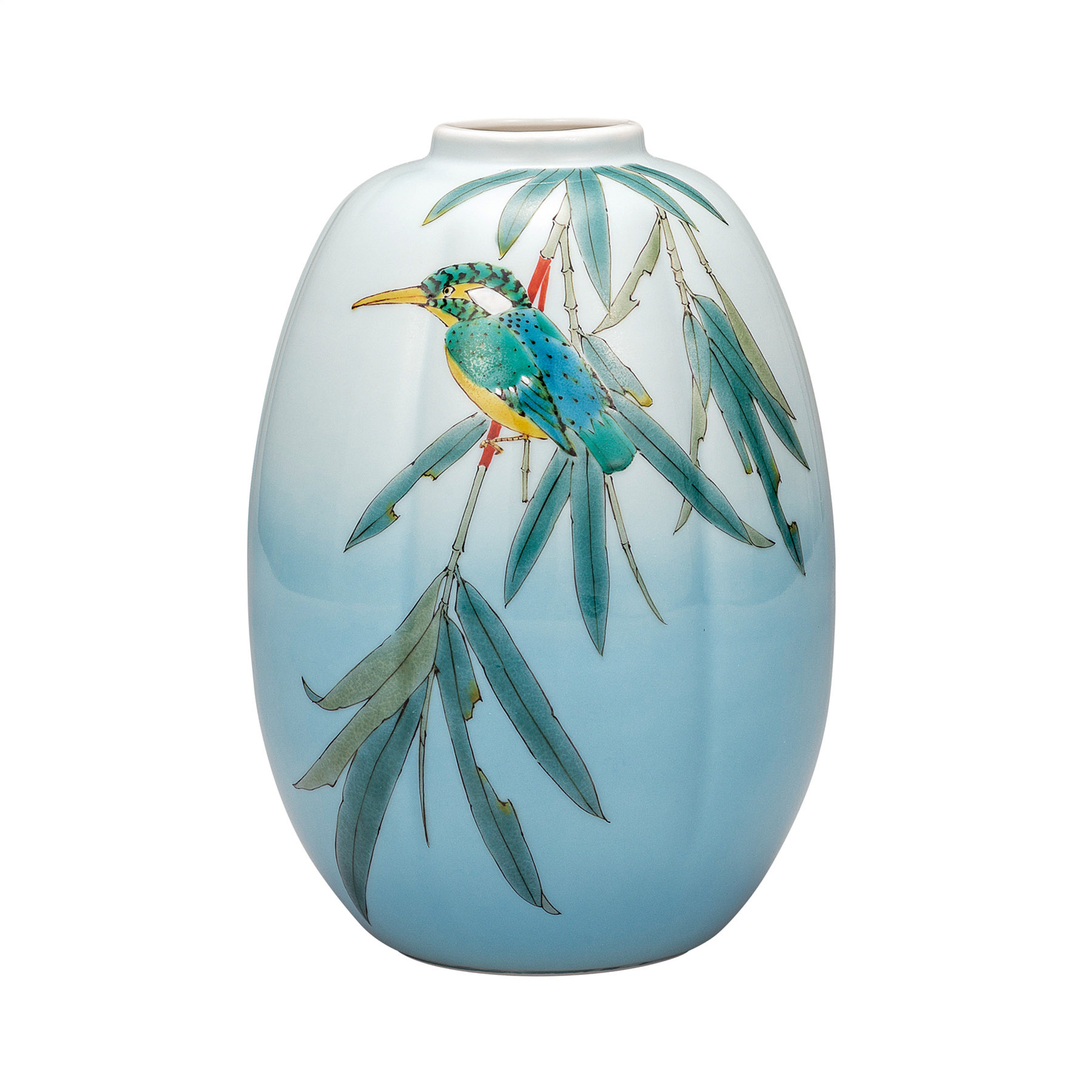 8号花瓶・竹に翡翠