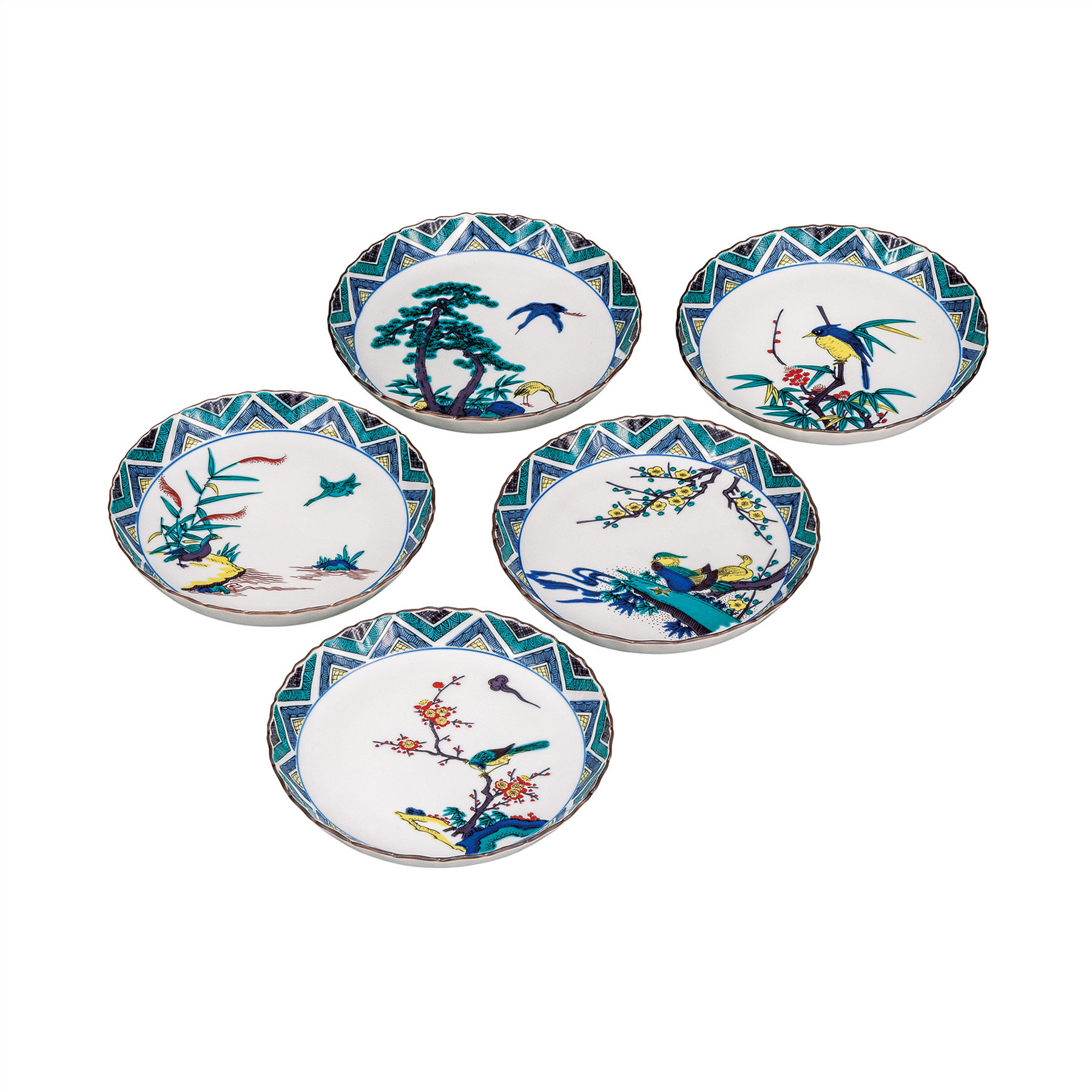 5.2号皿揃・古九谷花鳥の図