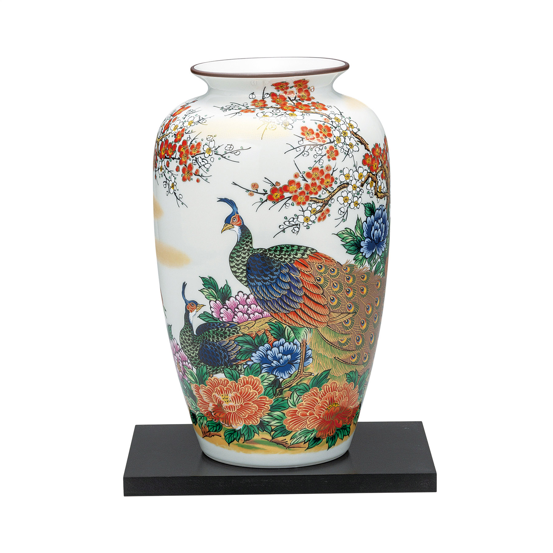 10号花瓶・牡丹孔雀（台付）