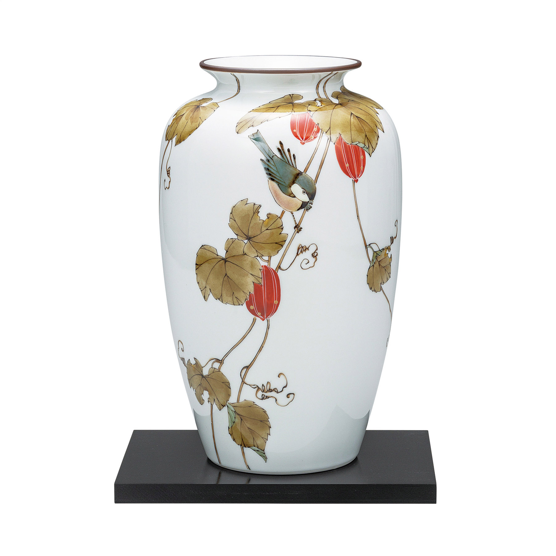 10号花瓶・鳥にからす瓜（台付）