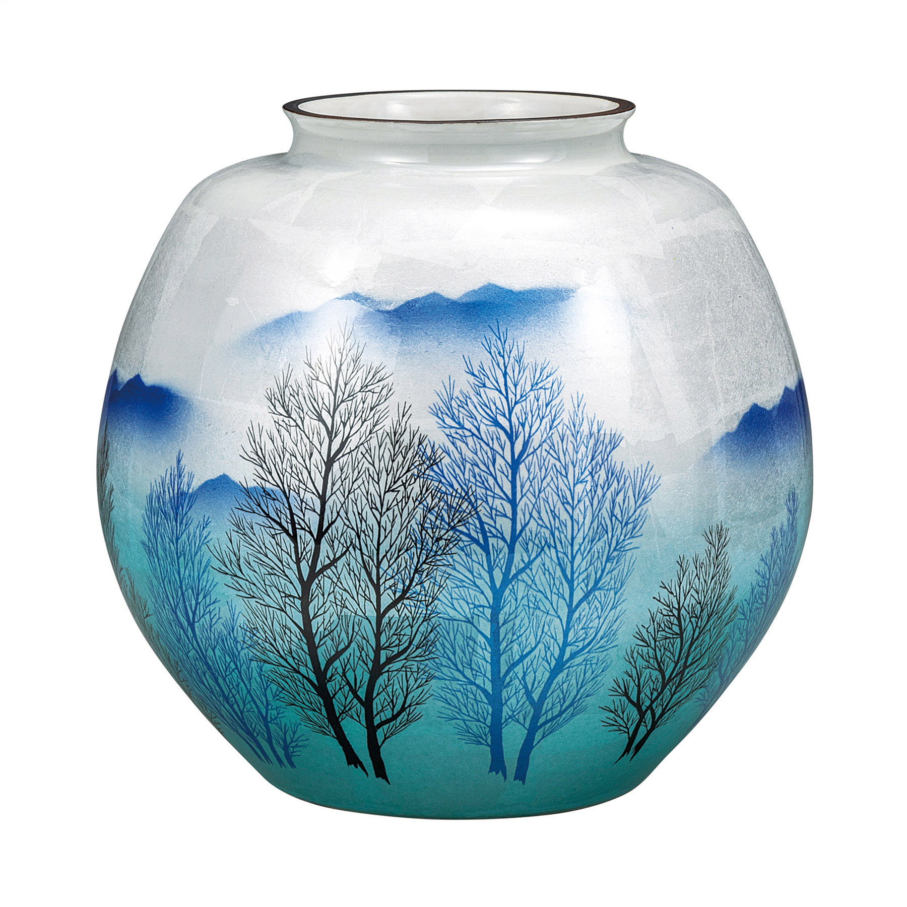 10号花瓶・銀彩木立