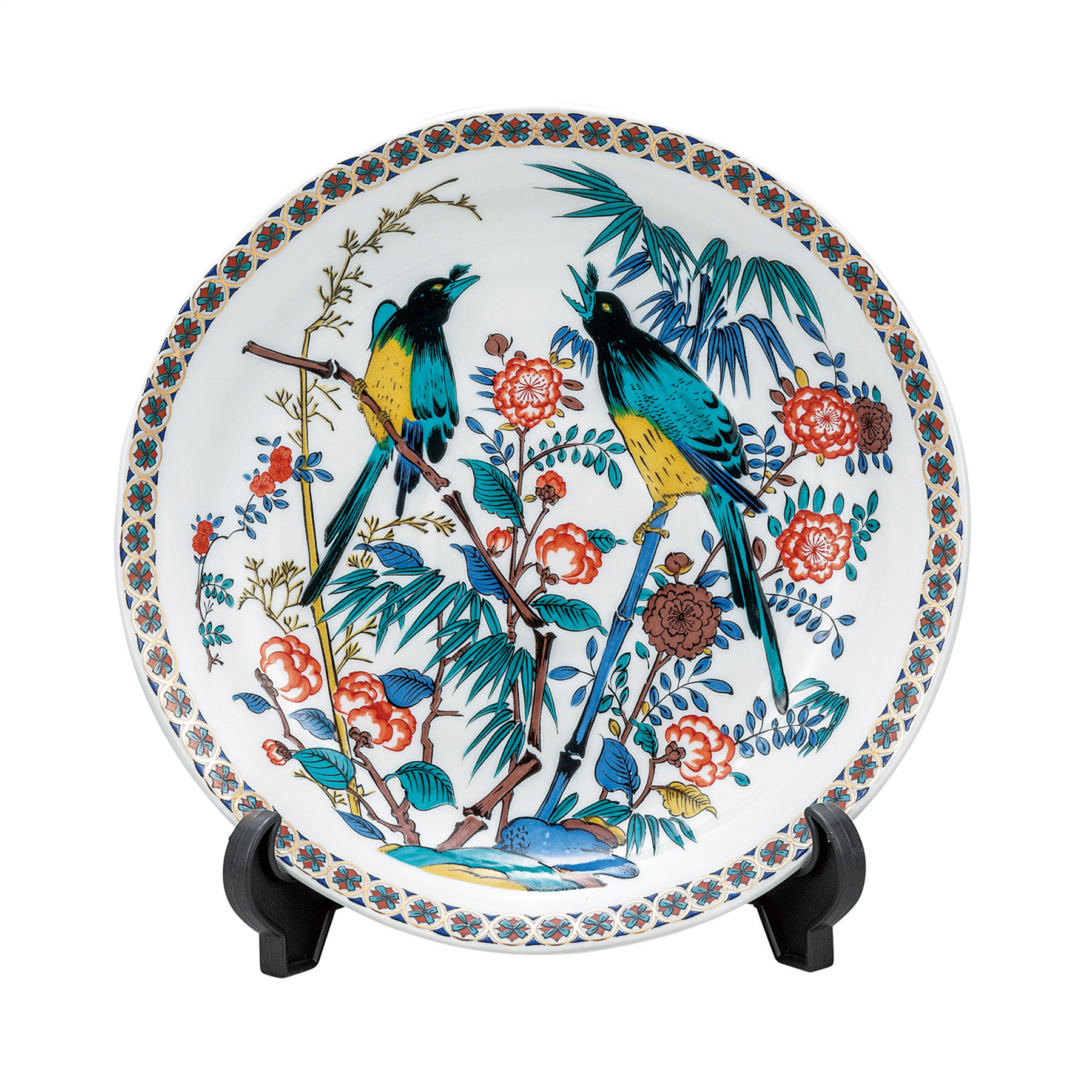 9号飾皿・古九谷花鳥（皿立付）