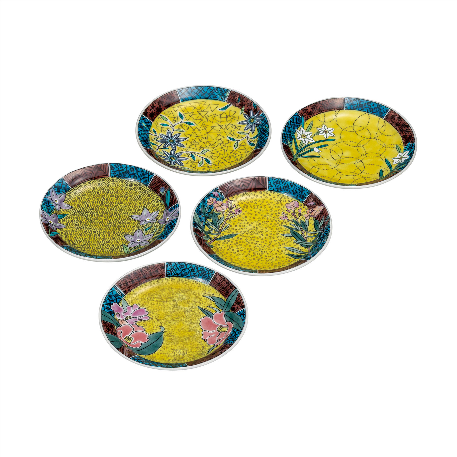 5.2号皿揃・吉田屋草花絵変り