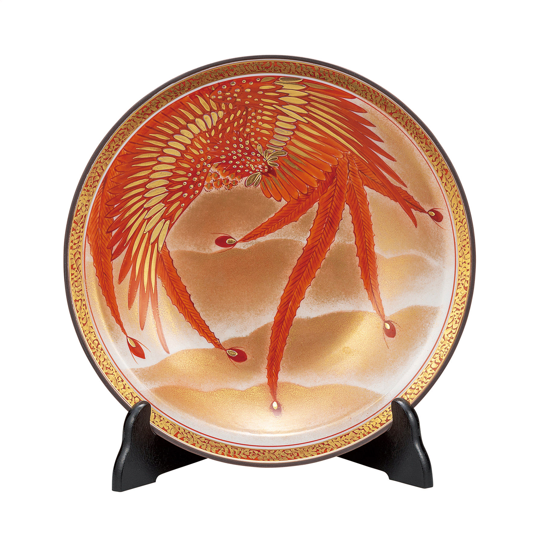 10号飾皿・金襴手鳳凰（皿立付）