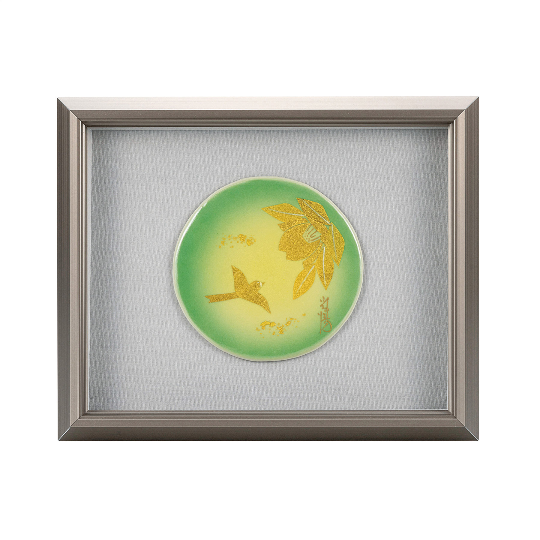 陶額・金箔花鳥