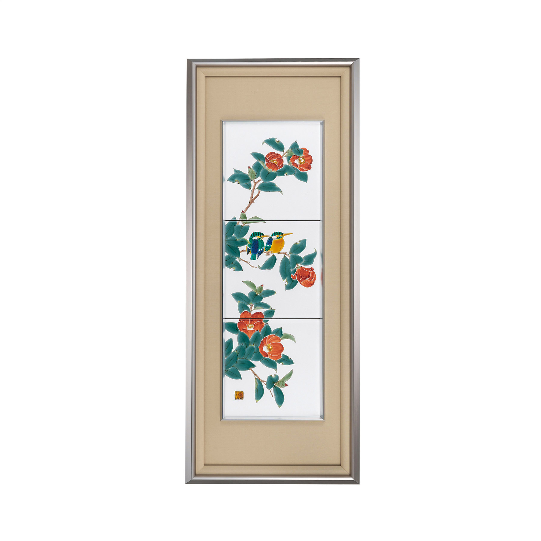 三つ組陶額・花椿に翡翠