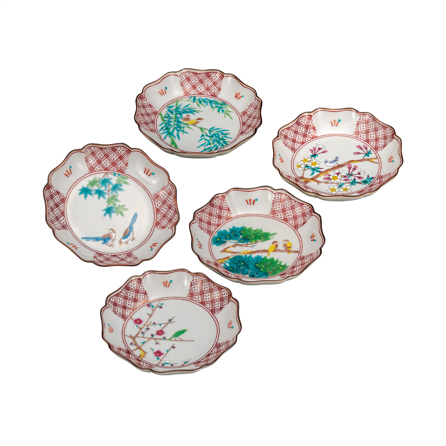 4.2号皿揃・小鳥春秋